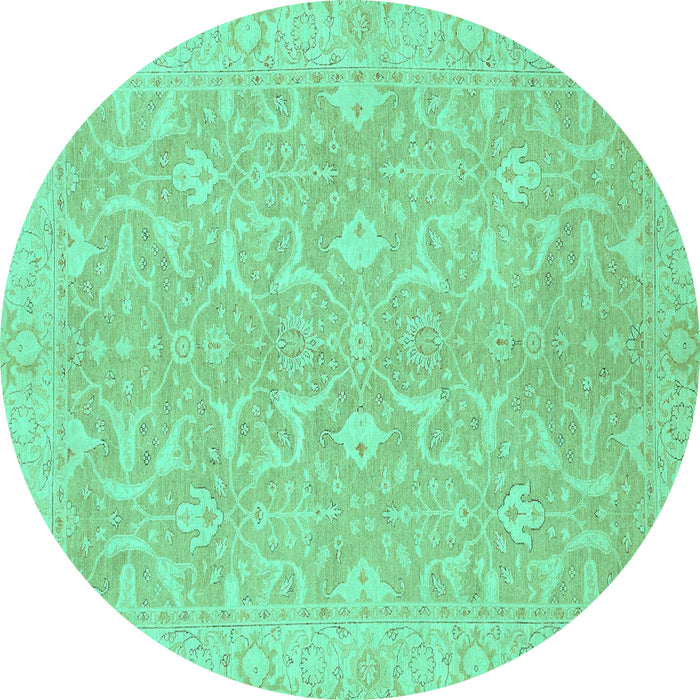Round Abstract Turquoise Modern Rug, abs2597turq
