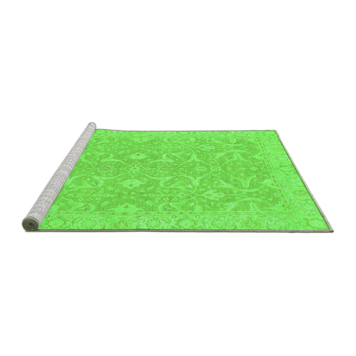 Sideview of Machine Washable Abstract Green Modern Area Rugs, wshabs2597grn