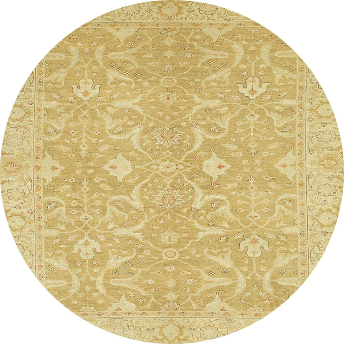 Round Abstract Yellow Modern Rug, abs2597