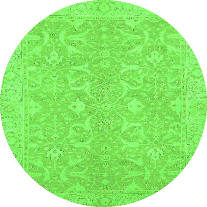 Round Machine Washable Abstract Green Modern Area Rugs, wshabs2597grn