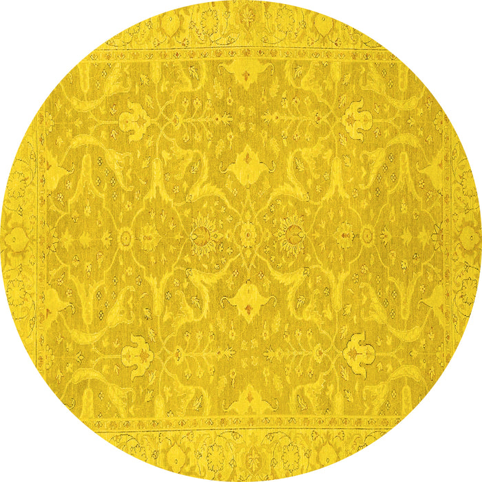 Round Machine Washable Abstract Yellow Modern Rug, wshabs2597yw
