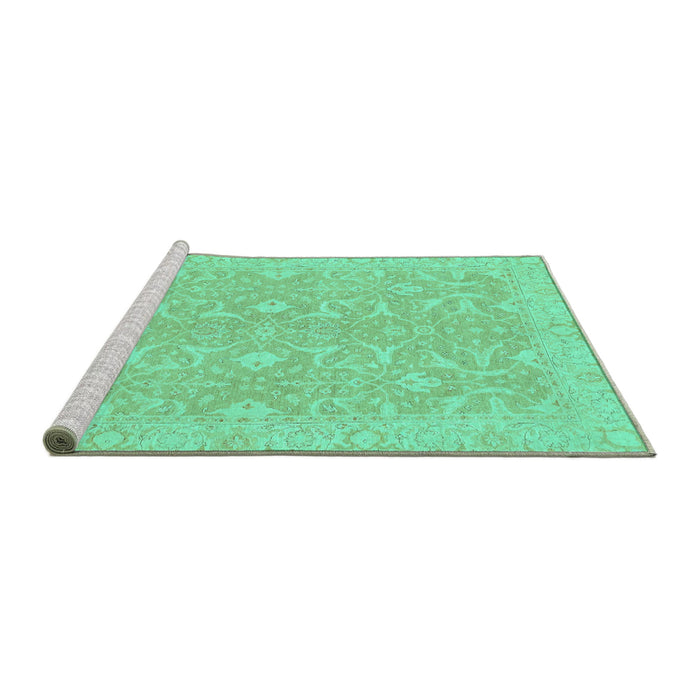 Sideview of Machine Washable Abstract Turquoise Modern Area Rugs, wshabs2597turq