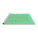 Sideview of Machine Washable Abstract Turquoise Modern Area Rugs, wshabs2597turq