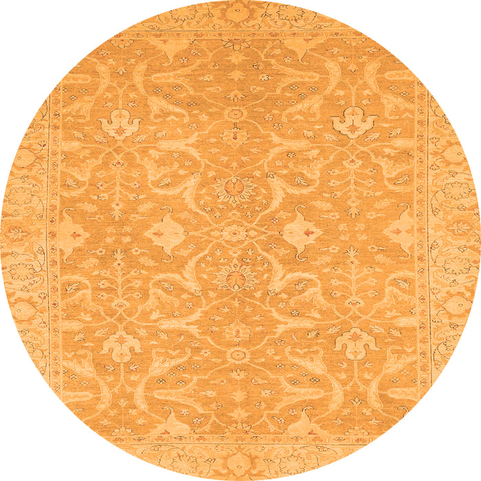 Round Machine Washable Abstract Orange Modern Area Rugs, wshabs2597org