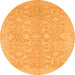 Round Machine Washable Abstract Orange Modern Area Rugs, wshabs2597org