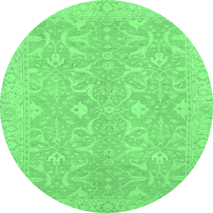 Round Abstract Emerald Green Modern Rug, abs2597emgrn