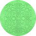 Round Abstract Emerald Green Modern Rug, abs2597emgrn