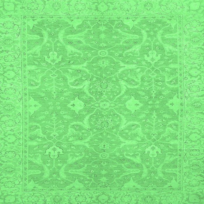 Square Abstract Emerald Green Modern Rug, abs2597emgrn