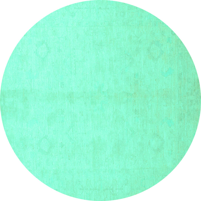 Round Oriental Turquoise Traditional Rug, abs2598turq