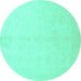 Round Oriental Turquoise Traditional Rug, abs2598turq