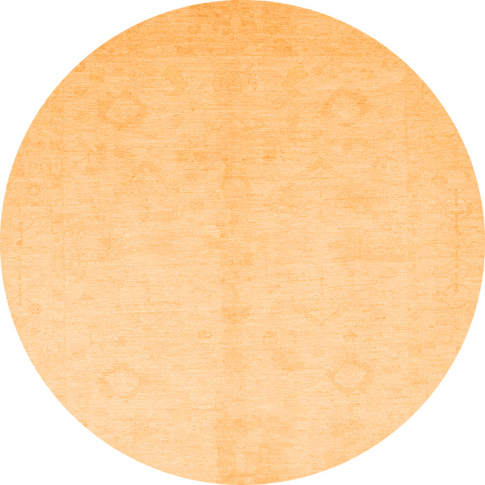 Round Machine Washable Oriental Orange Traditional Area Rugs, wshabs2598org