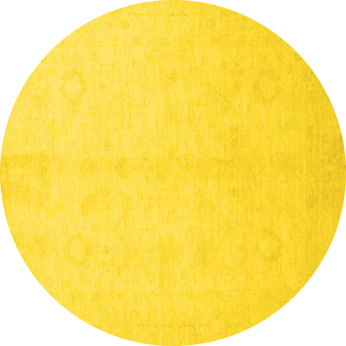 Round Oriental Yellow Traditional Rug, abs2598yw