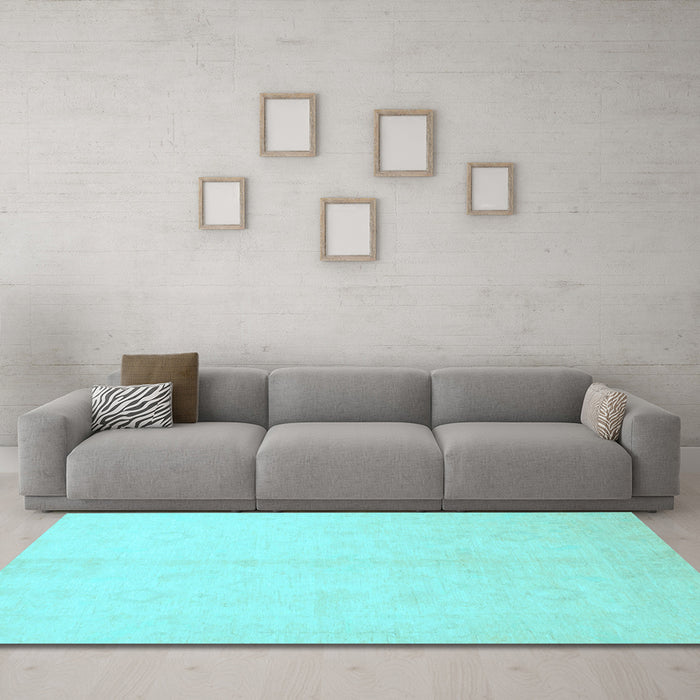 Machine Washable Oriental Light Blue Traditional Rug in a Living Room, wshabs2598lblu