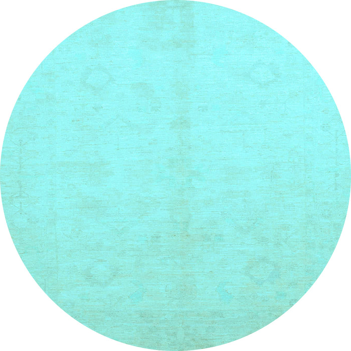 Round Machine Washable Oriental Light Blue Traditional Rug, wshabs2598lblu