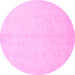 Round Oriental Pink Traditional Rug, abs2598pnk