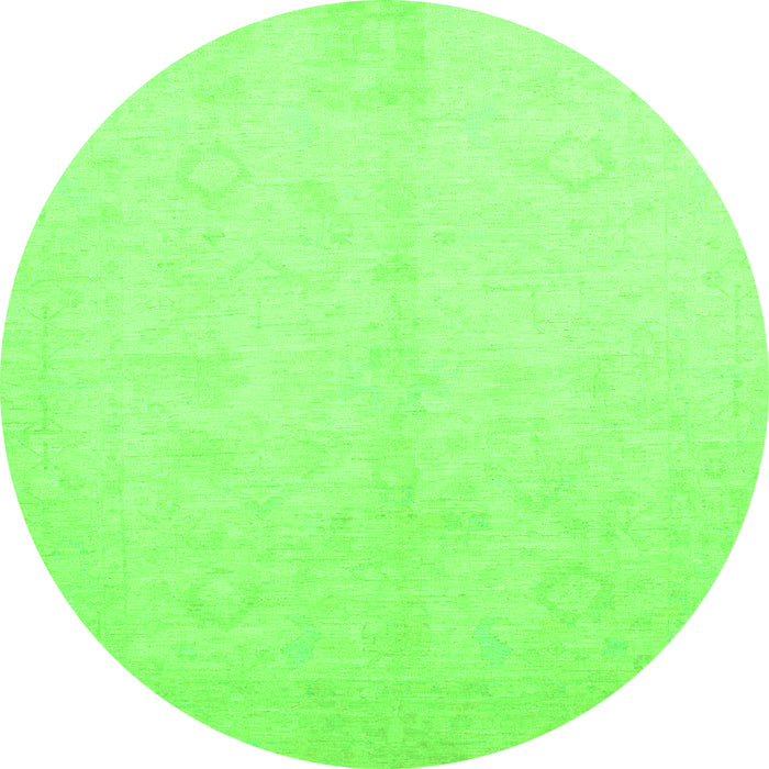 Round Oriental Green Traditional Rug, abs2598grn