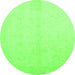 Round Oriental Green Traditional Rug, abs2598grn