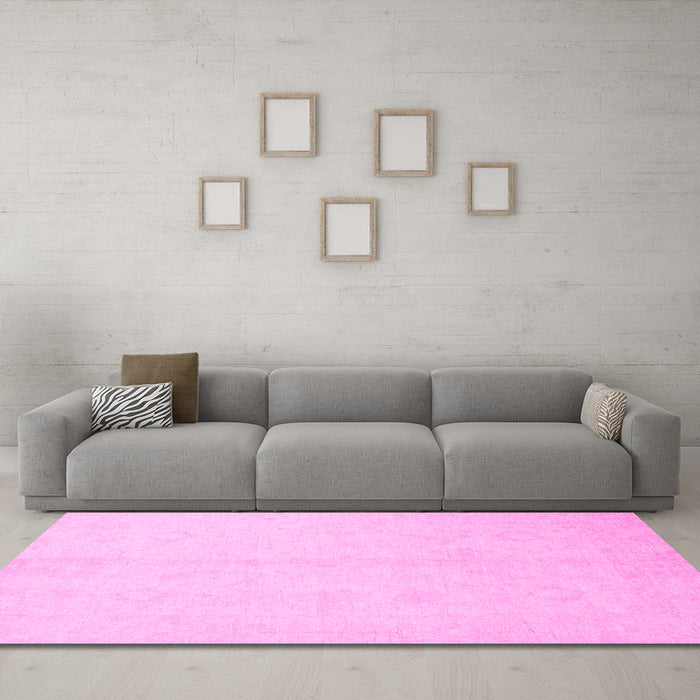 Machine Washable Oriental Pink Traditional Rug in a Living Room, wshabs2598pnk