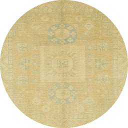 Round Machine Washable Abstract Chrome Gold Yellow Rug, wshabs2599