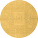 Round Abstract Brown Modern Rug, abs2599brn