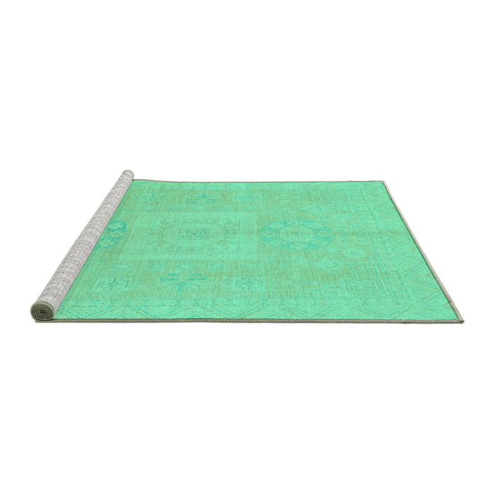 Sideview of Machine Washable Abstract Turquoise Modern Area Rugs, wshabs2599turq