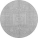 Round Machine Washable Abstract Gray Modern Rug, wshabs2599gry