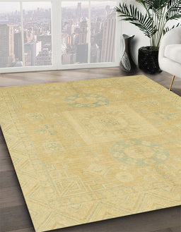 Machine Washable Abstract Chrome Gold Yellow Rug in a Family Room, wshabs2599