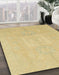 Machine Washable Abstract Chrome Gold Yellow Rug in a Family Room, wshabs2599