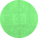 Round Abstract Emerald Green Modern Rug, abs2599emgrn