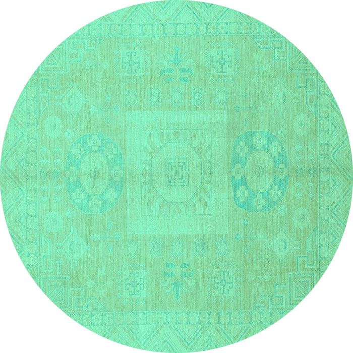 Round Machine Washable Abstract Turquoise Modern Area Rugs, wshabs2599turq