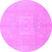 Round Abstract Purple Modern Rug, abs2599pur