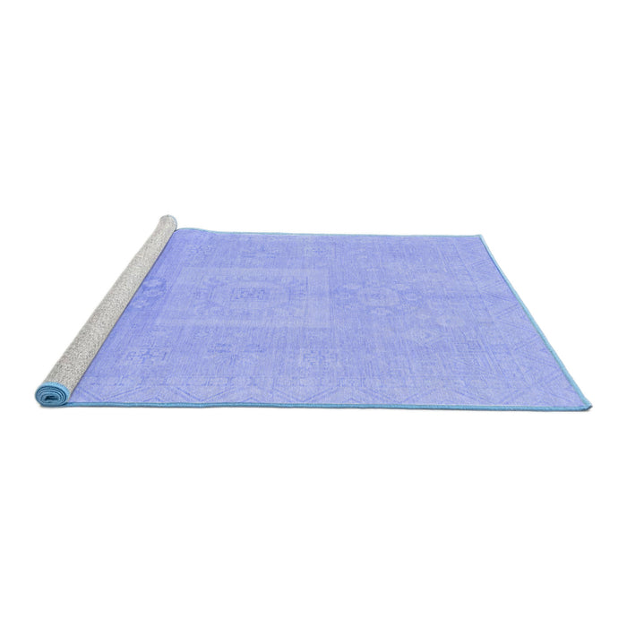 Sideview of Machine Washable Abstract Blue Modern Rug, wshabs2599blu