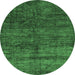 Round Abstract Emerald Green Modern Rug, abs259emgrn