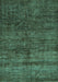 Machine Washable Abstract Turquoise Modern Area Rugs, wshabs259turq