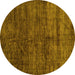 Round Machine Washable Abstract Yellow Modern Rug, wshabs259yw