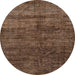 Round Abstract Dark Gold Brown Modern Rug, abs259