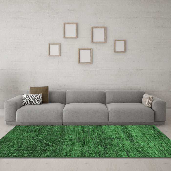 Machine Washable Abstract Emerald Green Modern Area Rugs in a Living Room,, wshabs259emgrn