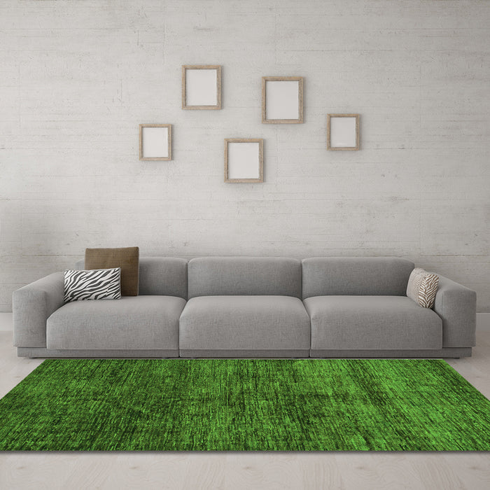 Machine Washable Abstract Green Modern Area Rugs in a Living Room,, wshabs259grn