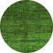 Round Abstract Green Modern Rug, abs259grn