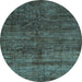 Round Machine Washable Abstract Light Blue Modern Rug, wshabs259lblu