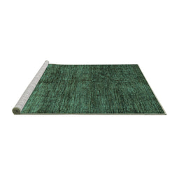 Sideview of Machine Washable Abstract Turquoise Modern Area Rugs, wshabs259turq