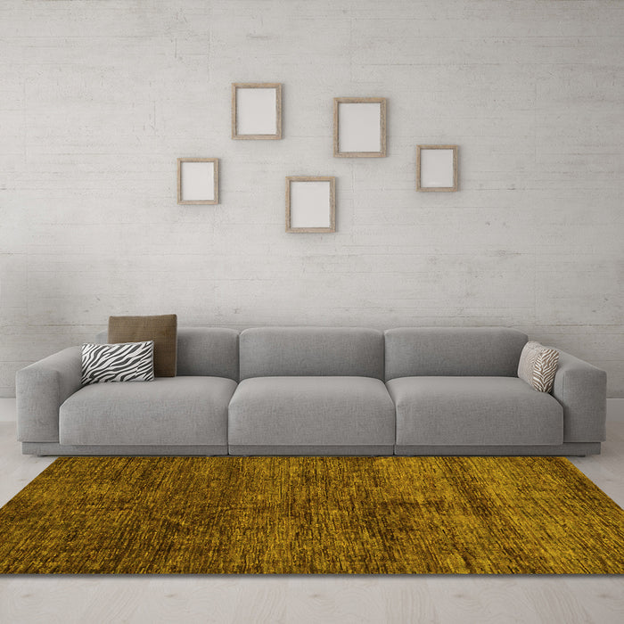 Machine Washable Abstract Yellow Modern Rug in a Living Room, wshabs259yw
