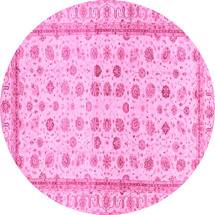 Round Oriental Pink Traditional Rug, abs25pnk
