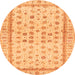 Round Machine Washable Oriental Orange Traditional Area Rugs, wshabs25org