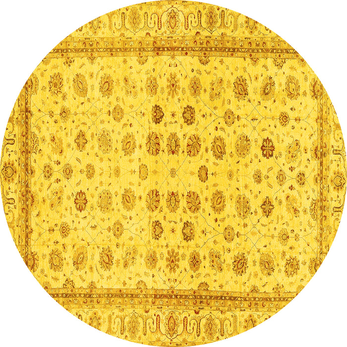 Round Oriental Yellow Traditional Rug, abs25yw