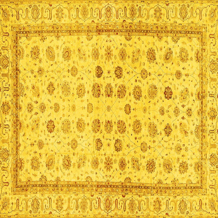 Square Machine Washable Oriental Yellow Traditional Rug, wshabs25yw