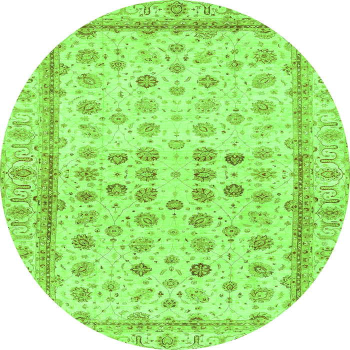 Round Oriental Green Traditional Rug, abs25grn