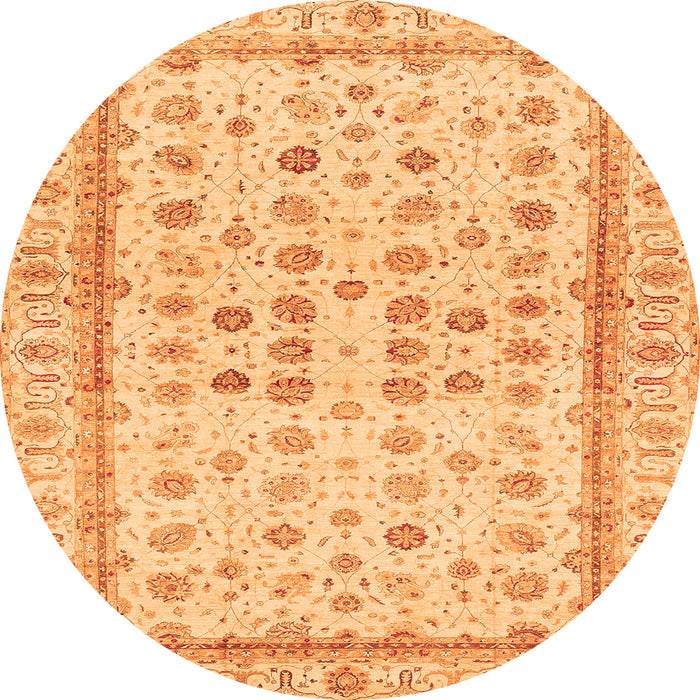 Round Oriental Orange Traditional Rug, abs25org