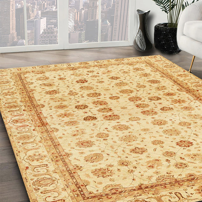 Machine Washable Abstract Mustard Yellow Rug in a Family Room, wshabs25