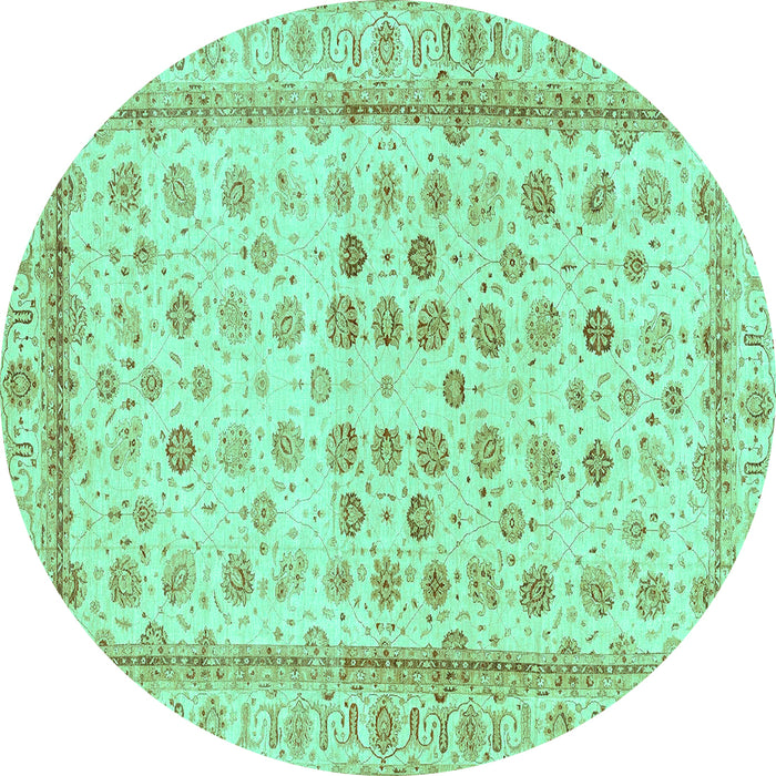 Round Oriental Turquoise Traditional Rug, abs25turq